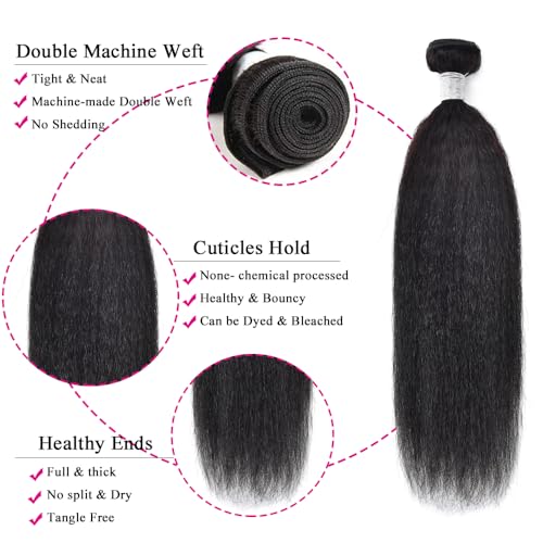 Yaki straight Human Hair Bundles Kinky Straight Bundles Human Hair 16 18 20 inch 100% Unprocessed Brazilian Virgin Hair Kinky Straight Hair Sew in