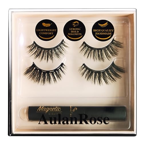 Magnetic Eyelashes with Eyeliner: 60 Wears of Reusable Volume Faux Mink Magnetic Lashes, Dramatic Medium Cat Eye Style, Cruelty-Free & Vegan