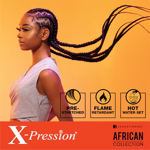 Sensationnel X-pression prestretched braiding hair - 3x braid 58 inch all kanekalon flame retardant synthetic braid for box braids and twists (1 pack, 1B OFFBLACK)