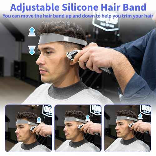 Fade Comb for Men Haircut Kit, Fade Hair Trimming Comb with Haircut Band, Barber Friend Guide for Men and Neckline Template, Guide Hair Cutting Guide(Grey)
