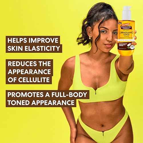 Palmer's Coconut Oil Formula Brazilian Coco Firming Body Oil with Vitamin E, 6.5 Fl Oz, Helps with Skin Tightening & Firming of Bum, Bust & Belly, Provides 48Hr Moisture, Dermatologist Approved