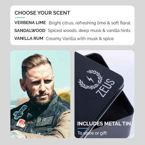 ZEUS Deluxe Men¡¯s Beard Care Gift Set ? Luxury Holiday Grooming Kit with Wash, Oil & Brush, Perfect Present for Husband, Dad or Boyfriend (Sandalwood)
