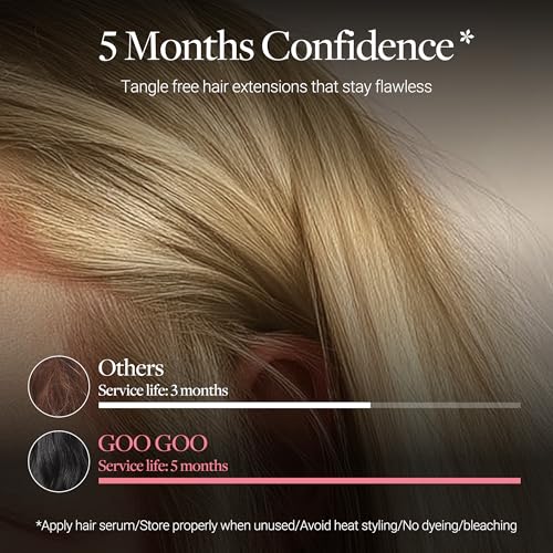 GOO GOO Tape In Weft Hair Extensions Human Hair, Genius PU Long Weft Tape In Hair Extensions Real Human Hair, Silky Easy to Use, P17A/60A Ash Blonde Highlighted Platinum Blonde 18 inch 50g