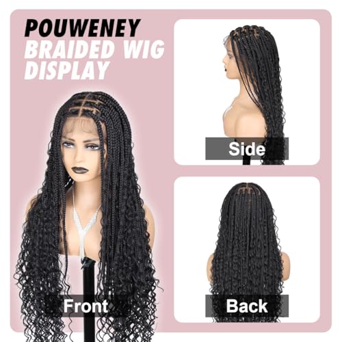 36 inch Knotless Boho Braided Wigs for Women 360 Single lace Bohemian Box Braid Wig With Baby Hair