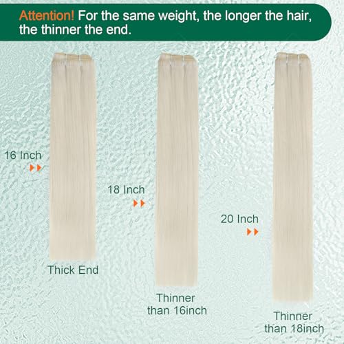 Easyouth 22 Inch Weft Hair Extensions Human Hair Blonde Sew in Hair Extensions Real Human Hair White Blonde Soft and Smooth Human Hair Extensions Sew in for Women 100G