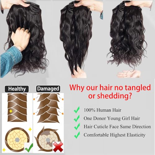 Body Wave Bundles Human Hair 12 14 16Inch 3 Bundles Human Hair Extensions 12A Brazilian Natural Black Color For Women
