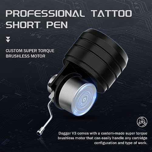 EZ Tattoo Gun Kit - Wireless Tattoo Machine Kit Complete with Tattoo Machine Pen, 1100mAh Battery Power Supply, 20Pcs Tattoo Cartridges Needles and 8 Color Inks for Tattoo Beginners (Dagger V3)
