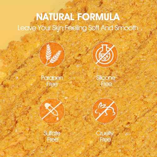Body Scrub, Turmeric Exfoliating Body Scrub, with Coconut Oil & Vitamin C, Bikini Area Exfoliator Gently Exfoliate Body Hand and Foot Scrub, Moisturized Skin for Women and Men, 11.28oz/320g