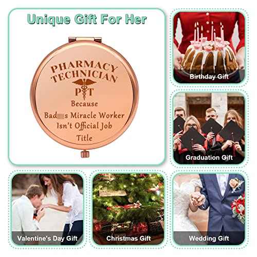 Pharmacy Technician Gifts Compact Makeup Mirror Pharmacist Appreciation Gifts Pharmacy Tech Gifts Pharmacy School Graduation Gift Folding Makeup Mirror for Nurse Birthday Thanksgiving Gifts