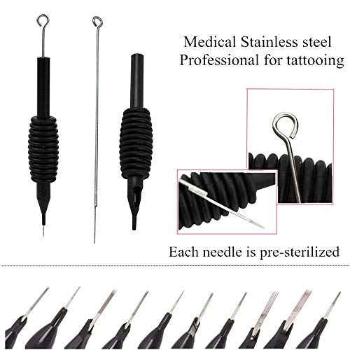 Dragonhawk 60 Counts Black Tattoo Needles Tubes with Matching Assorted