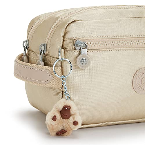 Kipling Womens Women's Amalfi Travel Pouch, Organize Accessories, Slip Compartments, Top Zip Closure, Nylon Large Pouch, Starry Gold Metallic, 9 L x 5.5 H 5 D US