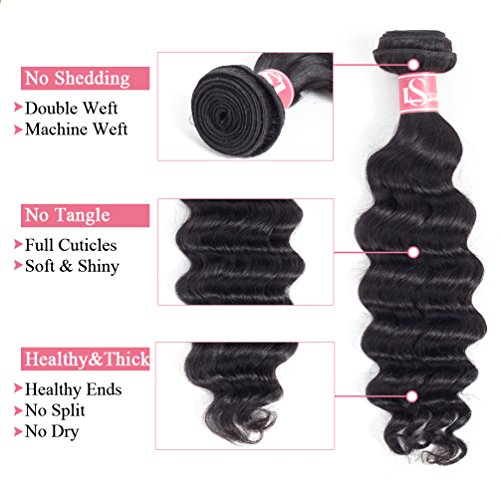 Peruvian Loose Deep Bundles,100% Unprocessed Virgin Human Hair Single Bundle 26 Inch 10A Peruvian Loose Deep Wave Human Hair Bundles Deep Curly Wave Human Hair Natural Black