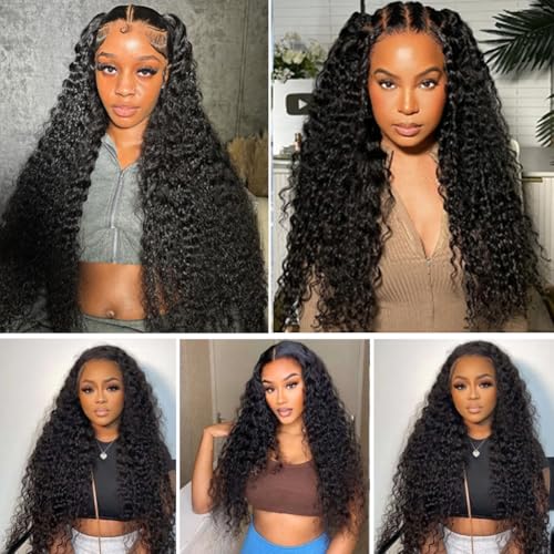 Wear and Go Glueless Wigs Human Hair Pre Plucked Pre Cut 13x4 Deep Curly Lace Front Wigs Human Hair For Black Women No Glue Upgraded Glueless Short Curly Bob Human Hair Wig 180% Density 18 Inch