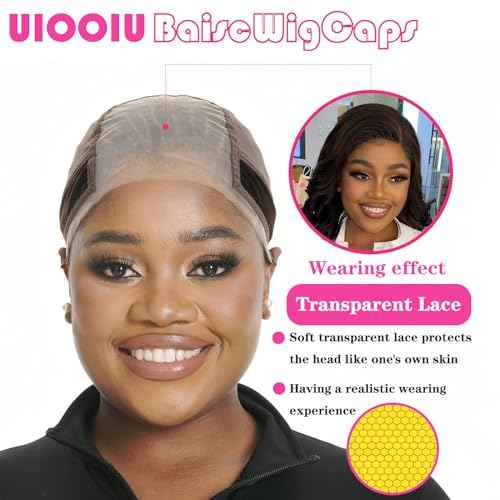Lace Wig Grip Cap for Women 4x5 Transparent Lace Wig Caps Non Slip Wig Gripper for Keeping Wigs In Place Adjustable Wig Cap(Brown,Medium)