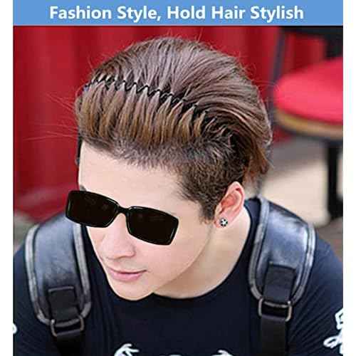 bodbop XINGZHE Hair Bands, 2 PCS Metal Headbands for Men Women's Fashion Headband Stylish Sports Hairband Head Hoop with Non Slip Wavy Teeth, Black (Wide Wavy + Hook Wavy)
