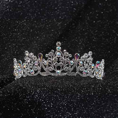 Crown Headpiece Headband Tiara for Girl Bride Wedding Hair Accessories for Bridal Birthday Party Christmas New Year Gifts Hair Band Silver