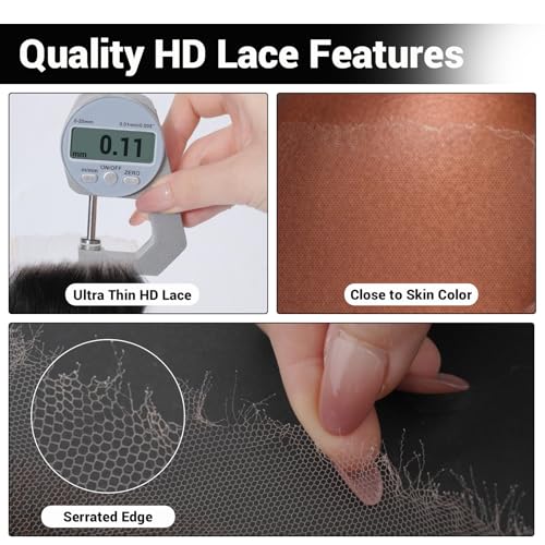 5x5 Skinlike Real Hd Lace Closure,Ultra Thin Real Hd Lace Single Knot 100% Human Hair Frontal Natural Hairline Body Wave Natural Black 14 Inch