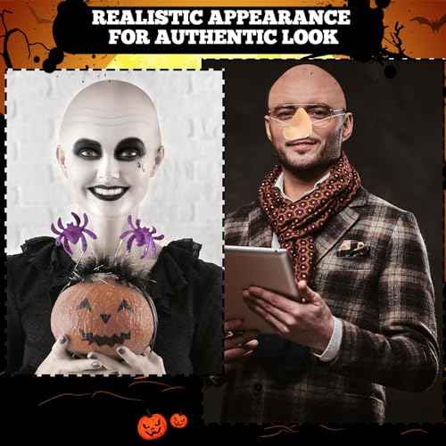 Syhood 3 PCS Bald Cap Makeup Kit - Latex Wig Caps, Long Fake Nose Accessories for Men Women Adults Teens - Fairy Tale Costumes for Cosplay (Nude Color, Classic)