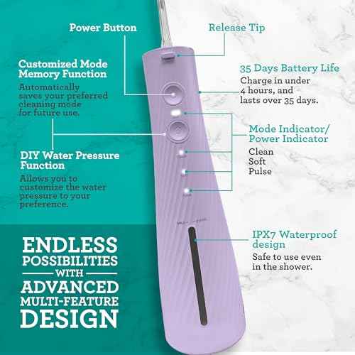 GuruNanda Lion & Lamb Kit 2.0, Electric Toothbrush with Water Flosser Combo, 4 Jet Tips, 4 Brush Heads, & IPX7 Waterproof Design for Complete Oral Care, Lavender