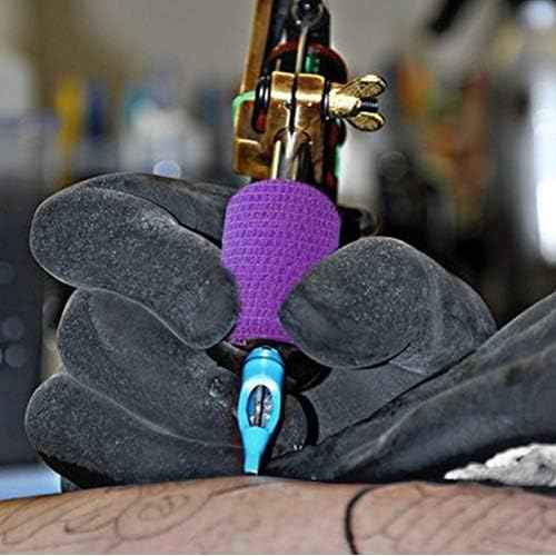 VideoPUP Tattoo Grip Tape Pink,24pcs Disposable Cohesive Tattoo Grip Cover Elastic Bandage Handle Grip Tube for Tattoo Machine Tattoo Grip Accessories, Purple