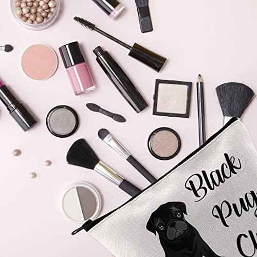 TSOTMO Pug Lover Gift Zipper Pouch Makeup Bag - Black Pug Club Puppy Love