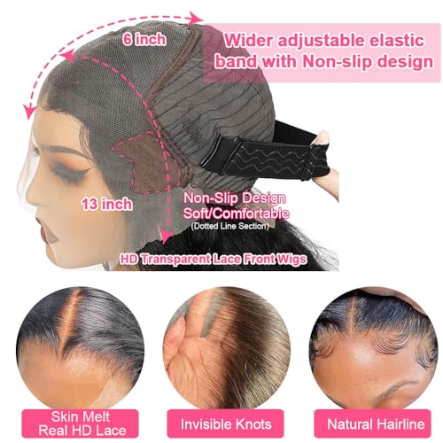 Bob Wig Human Hair 200 Density 13x6 Body Wave HD Lace Front Wigs Human Hair Glueless Lace Frontal Bob Wigs Short Bob Wigs for Black Women Pre Plucked with Baby Hair (14 inch, Bob Wig)