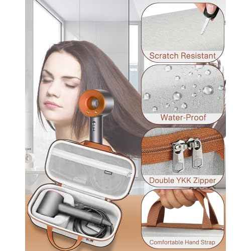 RAIACE Hard Storage Case Compatible with dyson Hair Dryer, Travel Carrying Bag. (for sale is case only). - Gray(Gray Lining)
