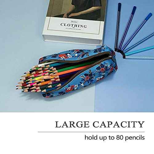 LParkin Birch Floral Canvas Pencil Case Teacher Gift Flower Pen Bag Gadget Pouch Stationary Case Makeup Cosmetic Bag Box