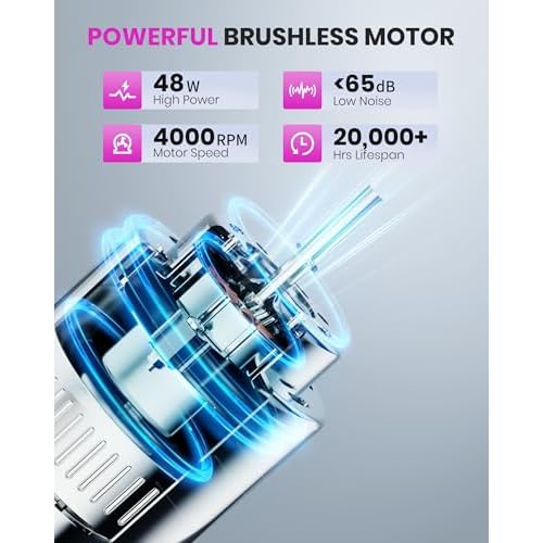 Cordless Nail Dust Collector, Rechargeable Powerful Suction Dust Collector for Nail Tech with 10 Speed Levels, Low Noise Nail Fan Dust Collector for Professional Salon & Home (Pink)