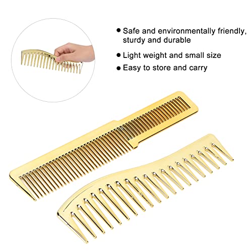 Comb Set, Fine and Wide Tooth Hair Cutting Comb for Hairdressing Salon,Professional Shaping & Wet Pick Barber Brush Tools, Anti-Static Hair Brush for Men Boys(gold)
