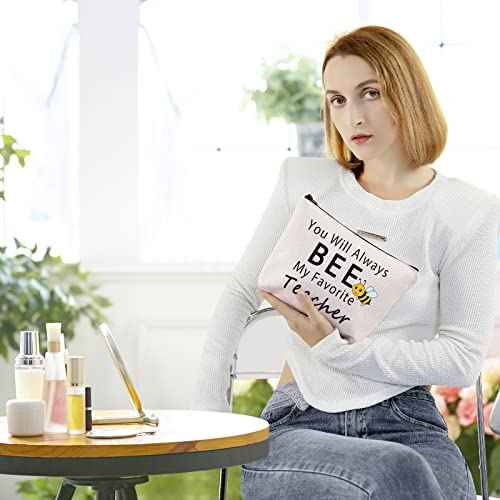 BLUPARK Teacher Appreciation Gift You Will Always Bee My Favorite Teacher Cosmetic Bag End of Year Gift (Bee My Favorite Teacher)