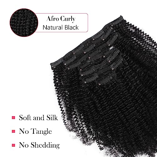 Sassina 4B 4C Human Hair Clip in Extensions Afro Coily Style Natural Color 4B 4C Double Weft Clip in Hair for African American Black Women Bantu Knotted or Twisted Out 4AC 18 Inch