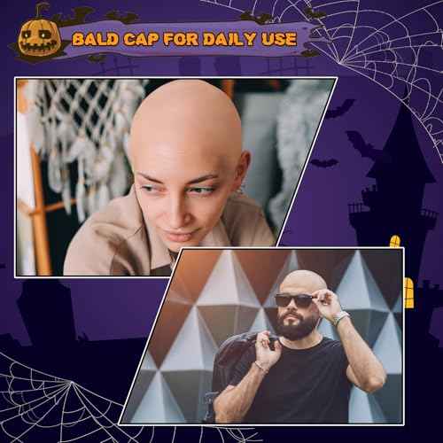 2 Pcs Halloween Bald Cap Nylon Wig Caps Makeup Latex Head Caps for Women Men for Halloween Party Cosplay Theater