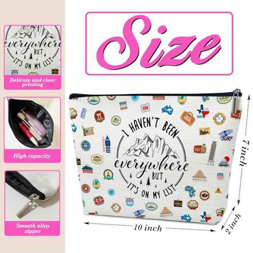 Camping Gifts for Women, Camping Essentials Makeup Bag, Hiking Gifts for Women, I Haven't Been Everywhere But It's on My List Cosmetic Bag