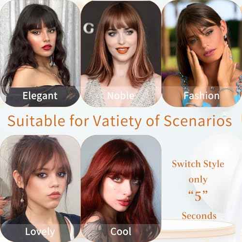 Clip in Bangs 100% Real Human Hair, Fake Bangs Hair Clip on Bang for Women, Dark Brown Wispy Bang Fringe with Temples Hairpieces Extensions for Daily Wear (Dark Brown, Wispy Bangs)