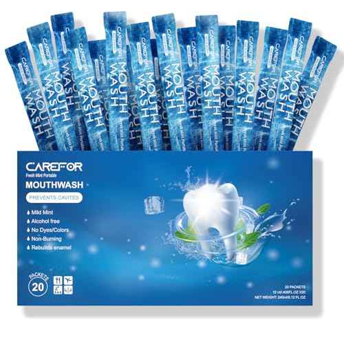 Mouthwash Travel Size, Portable Fresh Breath Mouthwash, Alcohol-Free, ICY Mint Flavor, Mini Pack ? Go for On-The-Go Freshness, Bulk Packets 0.41 Fl Oz(Pack of 20)