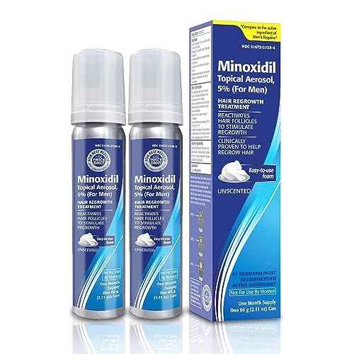 Taro Minoxidil topical aerosol foam, 5%, hair regrowth 2 months treatment for men, 2.11 oz (2 Pack)