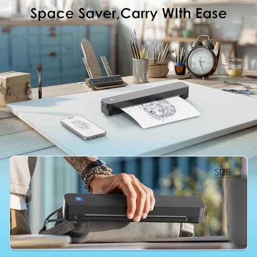Wireless Tattoo Stencil Printer ? Bluetooth Thermal Tattoo Printer Machine with 10 Transfer Papers, Portable Tattoo Kit for Artists, Compatible with Smartphone & PC, Black