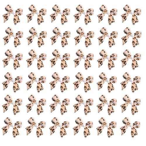 36Pcs Leopard Print Bow Nail Art Charms - Acrylic Rhinestone - Bow Shape - Nail Art Rhinestones