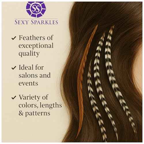 25 Feather Hair Extension Kit 7"-13" long ? 100% Real Rooster Feathers ? Long, Natural Strands by Sexy Sparkles (Natural)