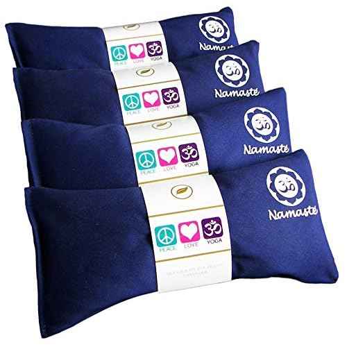 Lavender Eye Pillows - Yoga Eye Pillows Namaste Hot Cold Aromatherapy for Stress, Meditation, Spa, Relaxation Gifts - Made in USA by Happy Wraps - Set of 4 - Navy Cotton