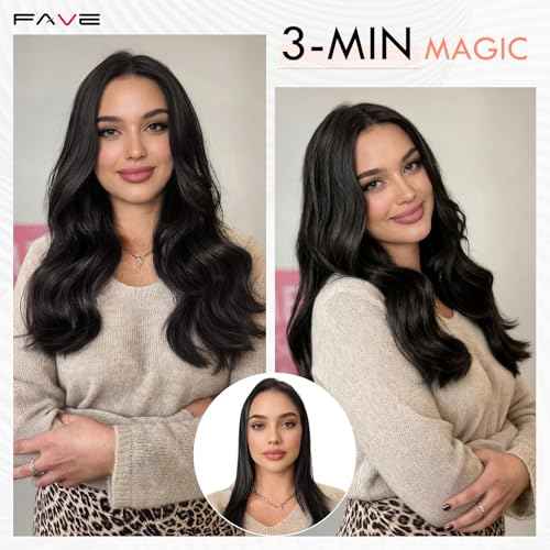 FAVE 110g Human Hair Extensions 16 Inch Seamless Clip in Hair Extensions Human Hair Upgraded V-Shape 100% Remy Human Hair Hairpieces for Volume & Length (Natural Black)