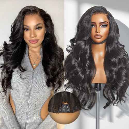 LUVME HAIR All-Day Comfort Real Glueless 7x6 HD Lace Wig 200% Density PartingMax Lace Wigs Loose Body Wave Lace Front Wigs Human Hair Pre Cut Plucked Lace Frontal 18 Inches Natural Black Color