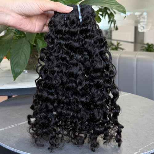 VIPbeauty Burmese Curly Human Hair Bundles One Curly Bundles Human Hair 100% Unprocessed Burmese Raw Hair Extension Natural Color Spiral Hair Weft Extensions Quick Weave Bundle 16 Inch