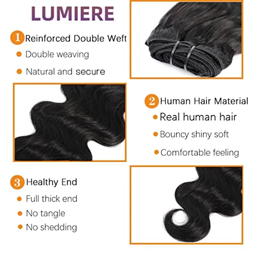 LUMIERE Body Wave Clip In Hair Extensions - Seamless Clip In Hair Extensions Real Human Hair Black Women 120g Grade 10A Brazilian Remy Hair 8Pcs With 20Clips Double Wefts Natural and Soft 26 Inch