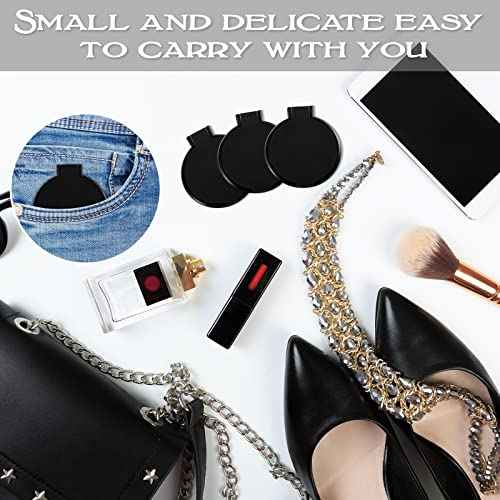 72 Pcs Compact Mirror Bulk Portable Round Makeup Mirror Mini Foldable for Purse Women Travel Daily Use Mother¡®s Day Gifts (Black)