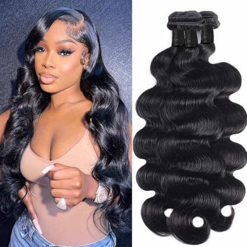 Human Hair Bundles 20 22 24 Inch Body Wave Bundles Human Hair Unprocessed Brazilian Virgin Hair Quick Weave Extensions Natural Black