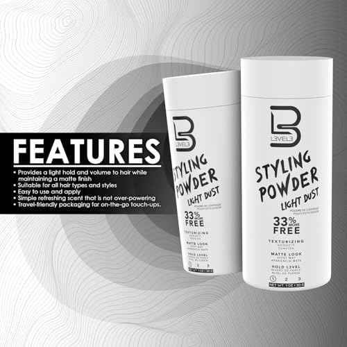 L3 Level 3 Light Hold Styling Powder - Natural Matte Hairstyle - Texturizing and Volumizing