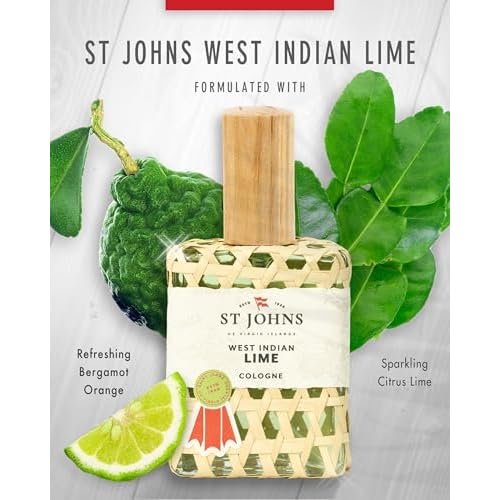 West Indian Lime Cologne for Men. 4 Oz Spray Cologne Fresh Lime in Signature Bottle. St Johns Fragrance Company