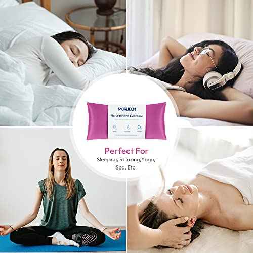 Lavender Eye Pillows for Relaxation, Yoga Eye Pillow for Meditation, Microwavable Weighted Eye Pillow for Yoga, Moist Heat & Cold Eye Compress with Aromatherapy (Rose Red) - 2 Pack